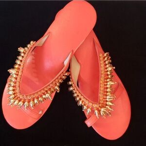 VNTG 60's Retro Orange Peep Toe Heels